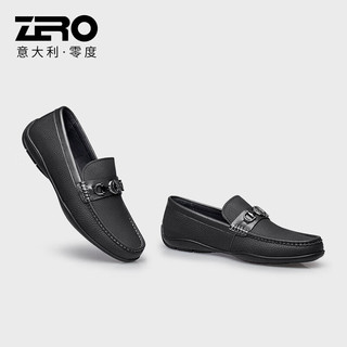 ZERO 零度zero男鞋柔软舒适豆豆鞋商务休闲皮鞋一脚蹬驾车鞋子男 黑色 42