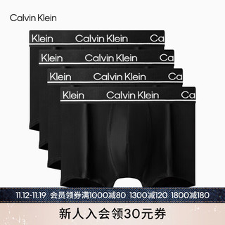 Calvin Klein 内衣男士时尚四条装LOGO腰边弹力轻薄透气平角内裤NP2446O 001-太空黑 L