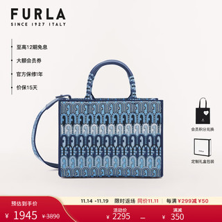 芙拉（FURLA）FURLA芙拉OPPORTUNITY女士小号织物手提托特包 蓝色+混色