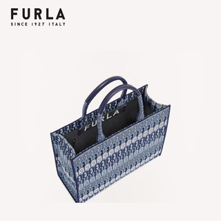 芙拉（FURLA）OPPORTUNITY女士通勤时尚织物大号手提托特包 牛仔蓝色花色