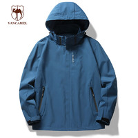 西域骆驼（VANCAMEL）男士冲锋衣春秋连帽外套运动户外登山服夹克 男牛仔蓝 XL 