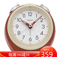 SEIKO 精工 日本精工时钟渐强打铃声可调音量闹钟贪睡夜灯夜光闹表 红色QHK054R