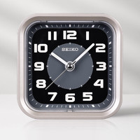 SEIKO 精工 日本精工时钟时尚现代简约方形贪睡夜灯夜光功能儿童方形闹钟