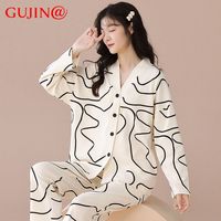 古今 GUJIN@睡衣女士春秋季2023长袖薄款可外穿休闲大码家居服套装