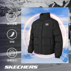 skechers斯凯奇运动休闲户外短款羽绒服男女冬季立领防风保暖外套棉袄