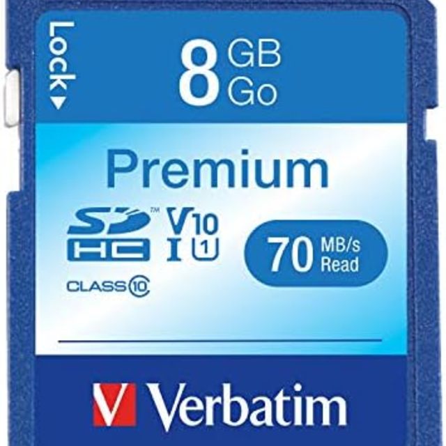 Verbatim 威宝 8GB 高级 SDHC 存储卡，UHS-I V10 U1 Class 10，蓝色 (96318)