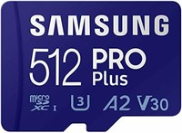 SAMSUNG 三星 PRO Plus microSD 存储卡 + 适配器，512GB MicroSDXC，高达 180 MB/s