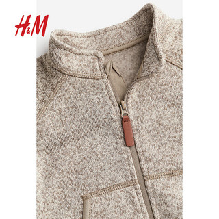 H&M婴儿装女宝宝2件式柔软连帽衫打底裤套装1167016 混米色 73/48