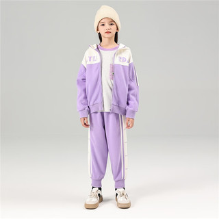 雪中飞儿童套装男童休闲运动两件套洋气男中大童开衫童装潮 紫色 150