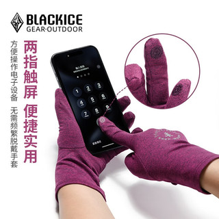 黑冰（BLACKICE）冬季户外露营加绒可触屏弹力保暖手套男女款 黑色 S