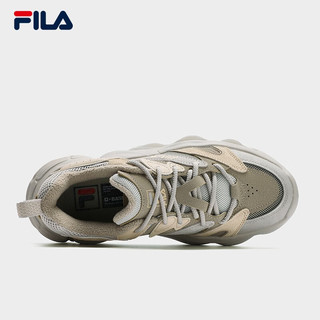 FILA 斐乐 女鞋ET WE复古运动鞋2023冬加绒异行鞋休闲鞋老爹鞋 银云灰/夏威夷果黄-SM 36