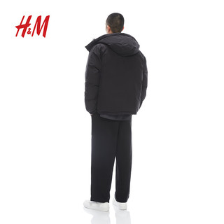 H&M男装时尚休闲简约保暖羽绒服1200587 黑色 XL