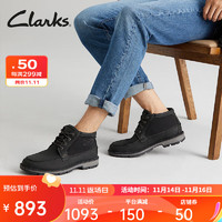 移动端、京东百亿补贴：Clarks 其乐 枫徒系列男鞋经典防水高帮休闲户外耐磨登山靴防水增高厚底 黑色 261759007 45