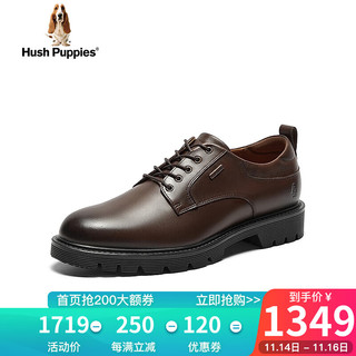 暇步士（Hush Puppies）皮鞋男士商务休闲德比厚底正装鞋X2H01AM4 啡色 42