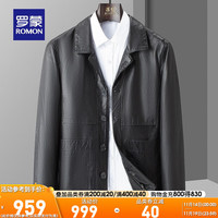 罗蒙【山羊皮】真皮皮衣男短款翻领真皮保暖夹克外套男 黑色 190