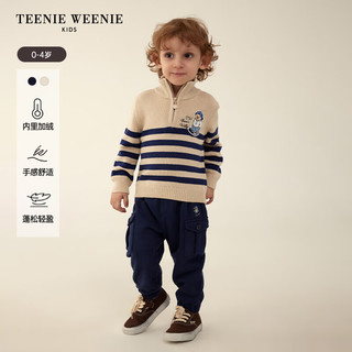 Teenie Weenie Kids小熊童装男宝宝束脚加绒休闲卫裤 米色 80cm