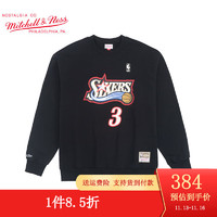 MITCHELL & NESS复古圆领卫衣 NBA艾弗森麦迪套头衫 MN男女纯棉卫衣外套休闲上衣 76人队艾弗森 M