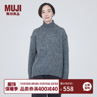 无印良品（MUJI） 女式 羊毛混纺 半高领毛衣 长袖针织衫 BA1NZA3A 炭灰色 L 165/88A