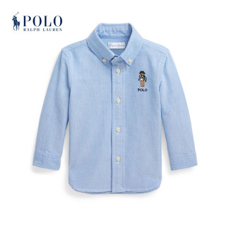 Polo Ralph Lauren 拉夫劳伦婴童 23年秋Polo小熊棉牛津布衬衫RL40727 400-蓝色 12M