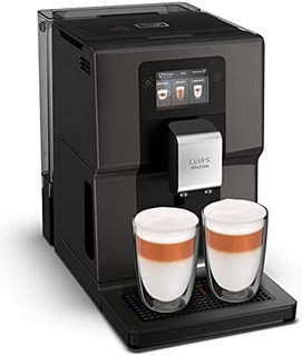 KRUPS 克鲁伯 全自动咖啡机EA872B | 配备类似于智能手机的 3.5 英寸彩色触摸屏 | 直观的彩色灯光显示屏 | 11 种可定制饮料，黑色