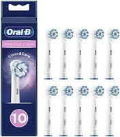 Oral-B 欧乐-B 欧乐B Sensitive Clean电动牙刷头采用清洁和护理技术，超柔软刷毛可温和去除牙菌斑，10 件装，适用于邮箱，白色