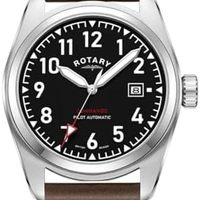 Rotary 旋转突击队飞行员汽车男式棕色手表 GS05470/19, 黑色表盘, 表带