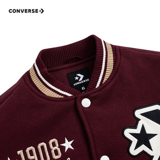 Converse 匡威童装男童拼接撞色短款棉服儿童保暖上衣 波特茶红 110/56