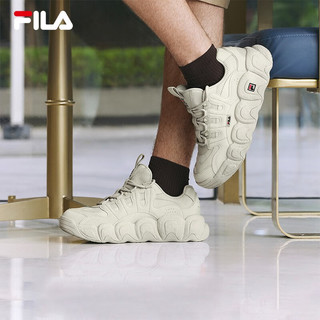 FILA 斐乐 可颂面包鞋运动鞋男2023冬休闲鞋老爹鞋 燕麦色-OM 41