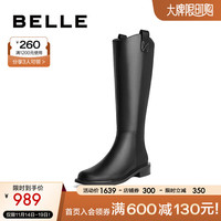百丽显瘦长筒骑士靴女质感高筒女靴3QF75DG3 黑色 37