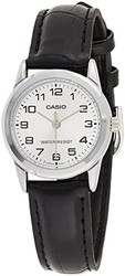 CASIO 卡西欧 女式 LTPV001L-7B 黑色皮革石英手表,