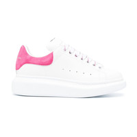 ALEXANDER MCQUEEN 女士白色/粉色麂皮尾系带小白鞋运动鞋