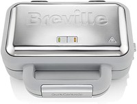 Breville 铂富 DuraCeramic 华夫饼机 |不粘涂层易清洁+深层可拆卸板|白色和不锈钢 [VST072X]