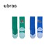 Ubras paz cat帕兹猫联名提花中筒袜撞色设计防滑毛巾底ins袜子潮(2双装） 摩登绿色+电光蓝色 均码