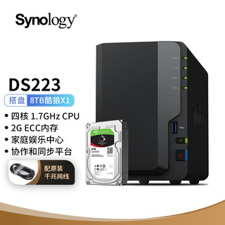 群晖（Synology）DS223搭配1块希捷(Seagate)8TB酷狼IronWolf ST8000VN004硬盘套装 数据备份一体机