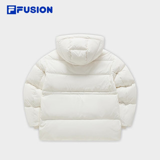 FILA FUSION斐乐潮牌中长款羽绒服女2023冬时尚宽松连帽外套 纶度白-WT 160/80A/S