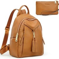 Kattee 真皮背包钱包女士柔软休闲背包时尚旅行包带腕带钱包