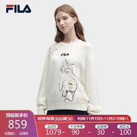 FILA 斐乐女子织衫2023冬时尚休闲宽松套头猫猫毛衣