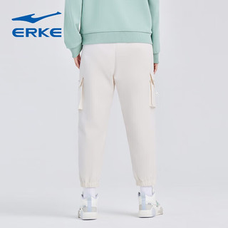 鸿星尔克（ERKE） 鸿星尔克运动裤女时尚宽松束脚松紧透气休闲女生裤九分裤 冰川白 L