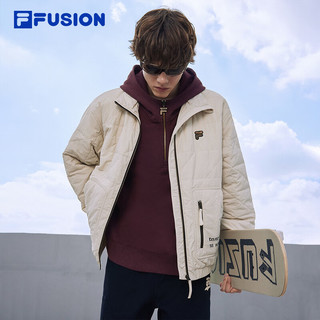 斐乐（FILA） FUSION斐乐潮牌棉服男23冬时尚休闲宽松立领夹克上衣 灰麦色-BG 175/96A/L