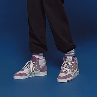 adidas阿迪达斯三叶草DROP STEP SE女子冬季休闲中帮篮球板鞋 米白/紫/黄棕 36.5(225mm)