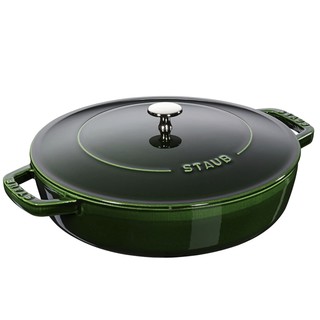 一锅传三代、Prime会员：staub 珐宝 Chistera 铸铁烤盘(28cm、3.7L、铸铁、罗勒绿)