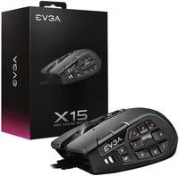 EVGA X15 MMO 游戏鼠标，8k，有线，黑色，可定制，16,000 DPI，20 个按钮，人体工学 904-W1-15BK-K3