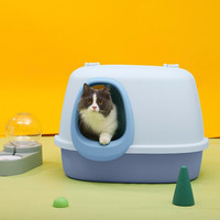 华元宠具(hoopet)猫砂盆全封闭走廊式长通道防臭防外溅猫砂盘幼猫超大特大号猫屎盆 冰雅蓝-升级S型超长走廊带砂保退