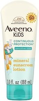 Aveeno 艾惟诺 儿童 Continuous Protection 氧化锌矿物防晒乳液，适用于儿童敏感皮肤，3液体盎司/88毫升