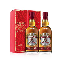 芝华士（Chivas Regal）12年1L大瓶装 苏格兰调和型威士忌 英国洋酒 1000ml*2瓶装（礼盒装）