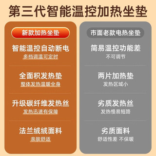 甄艾晴 加热坐垫冬季保暖电热办公室取暖座椅久坐汽车发热椅子垫 水晶绒-灰色 可拆水洗-国标3C