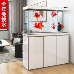 sunsun森森大型鱼缸底过滤水族箱客厅家用落地玻璃生态金鱼缸珍珠白1