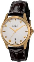 GUCCI 古驰 [古驰] 手表 YA126470A 男士 黑色 [***商品], 银色