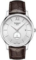 TISSOT 天梭 Tisso 天美时 手表 Tradition Automatic Small Segon系列 银色表盘 皮革 T0634281603800 男士 银色