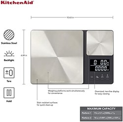 KitchenAid 凯膳怡 厨房双平台数字秤，黑色，容量11磅（约4.99千克）